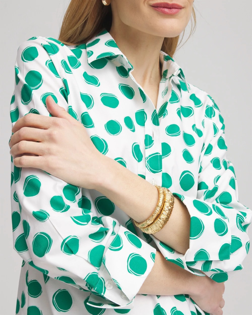 Chico's Collections No Iron™ Polka-Dot Sateen Shirt