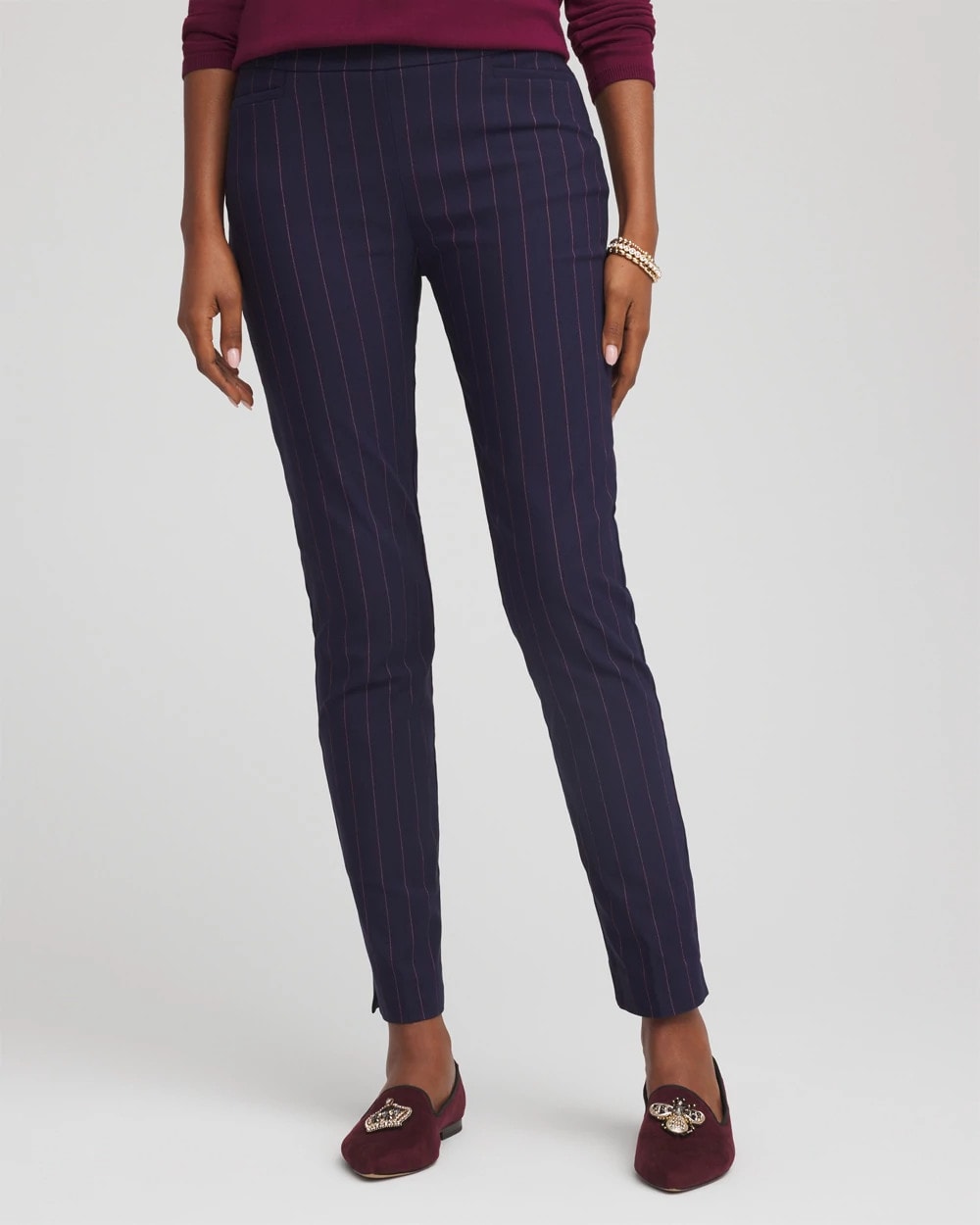 Chico's Collections Pinstriped Brigitte™ Slim Pull-On Ankle Pants