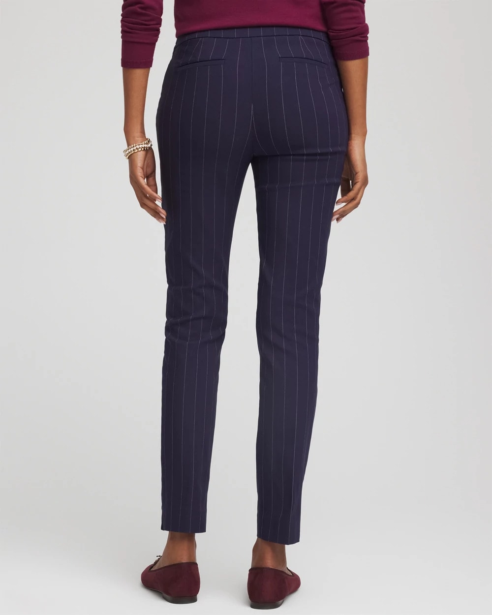 Chico's Collections Pinstriped Brigitte™ Slim Pull-On Ankle Pants
