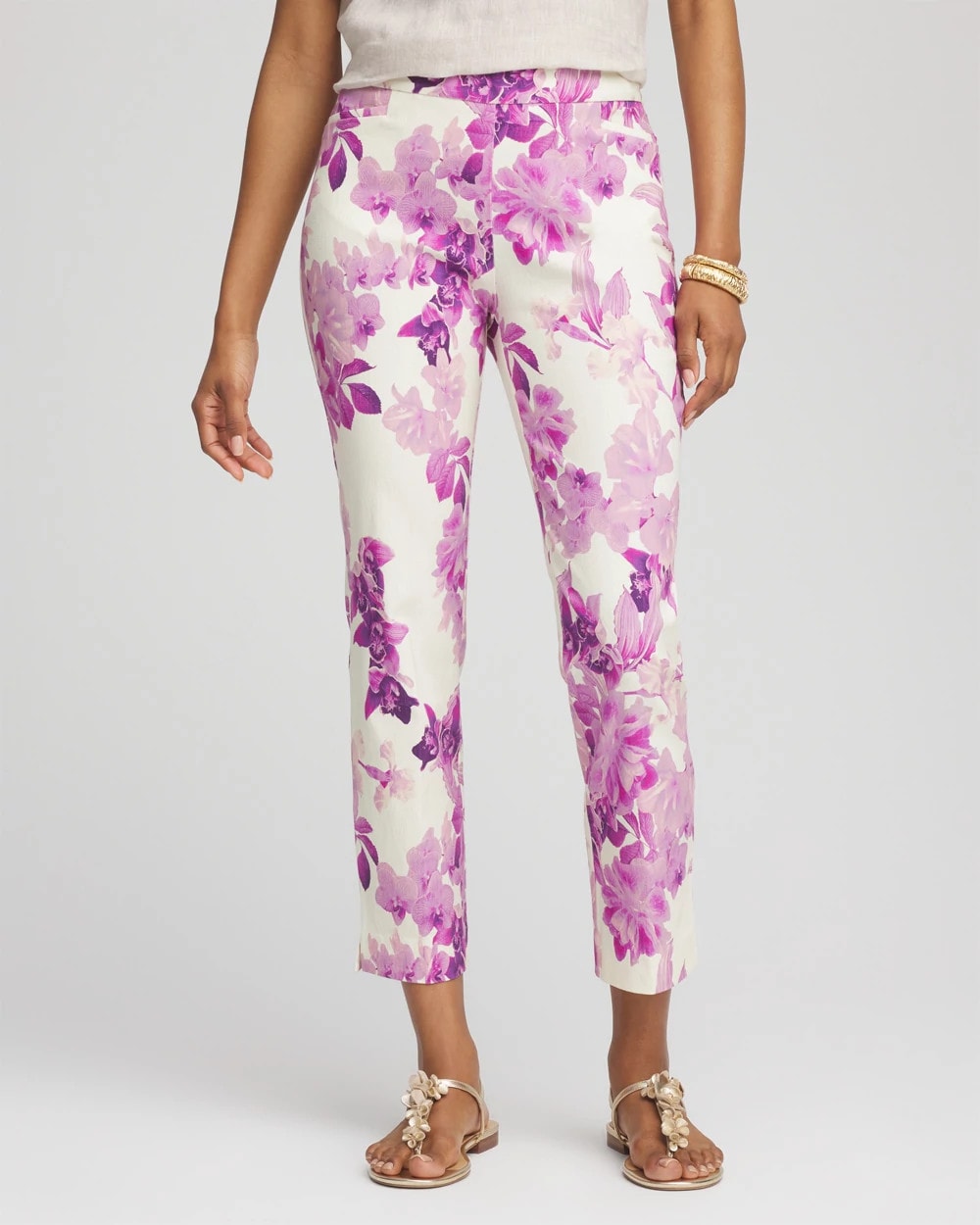 Chico's Collections Brigitte™ Floral Pull-On Slim Cropped Pants