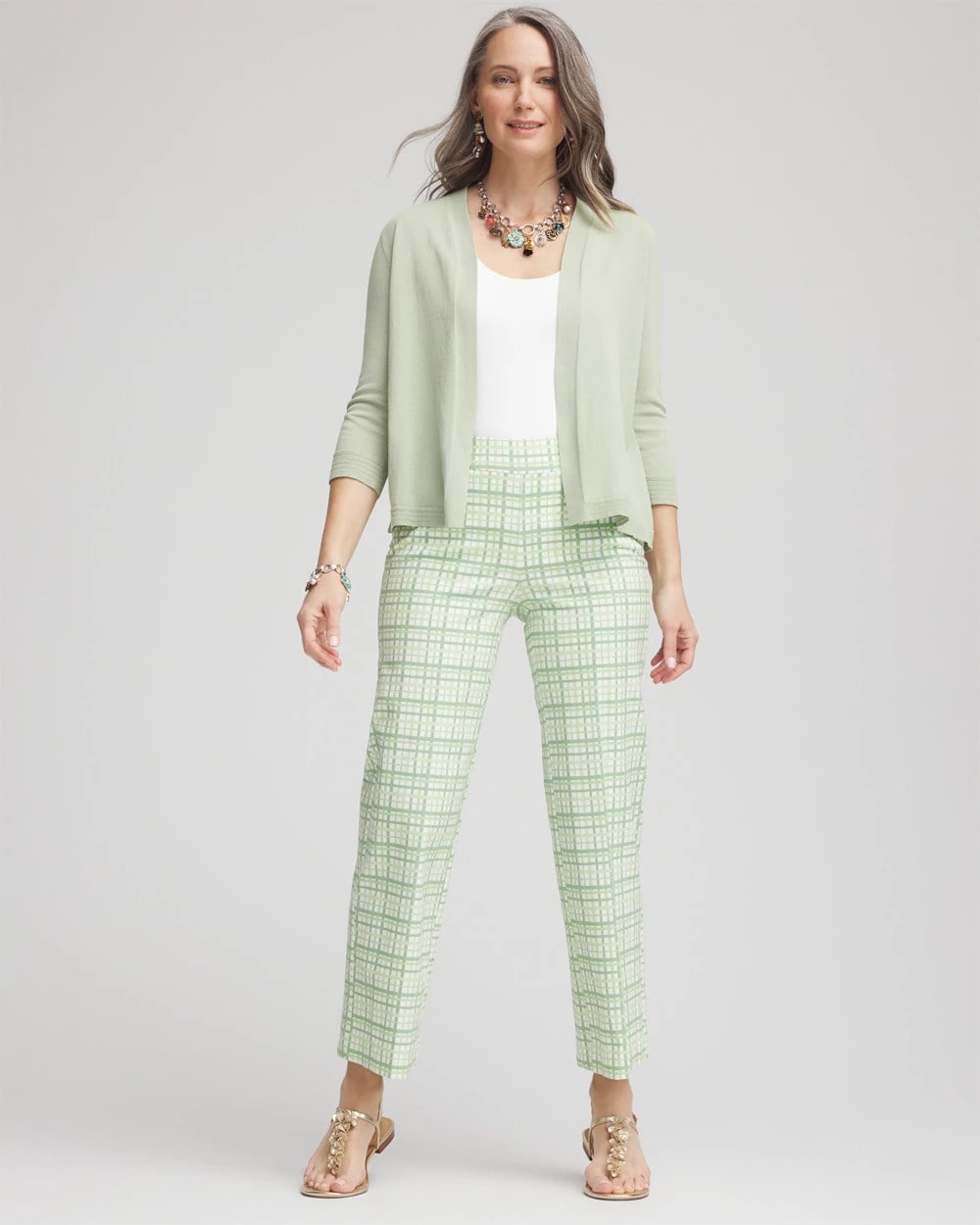 Chico's Collections Brigitte™ Wide Leg Plaid Cropped Pants