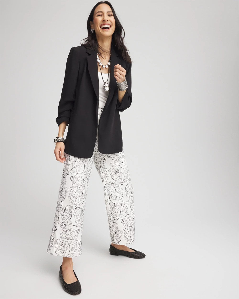 Chico's Collections Brigitte™ Floral Embroidered Wide-Leg Cropped Pants