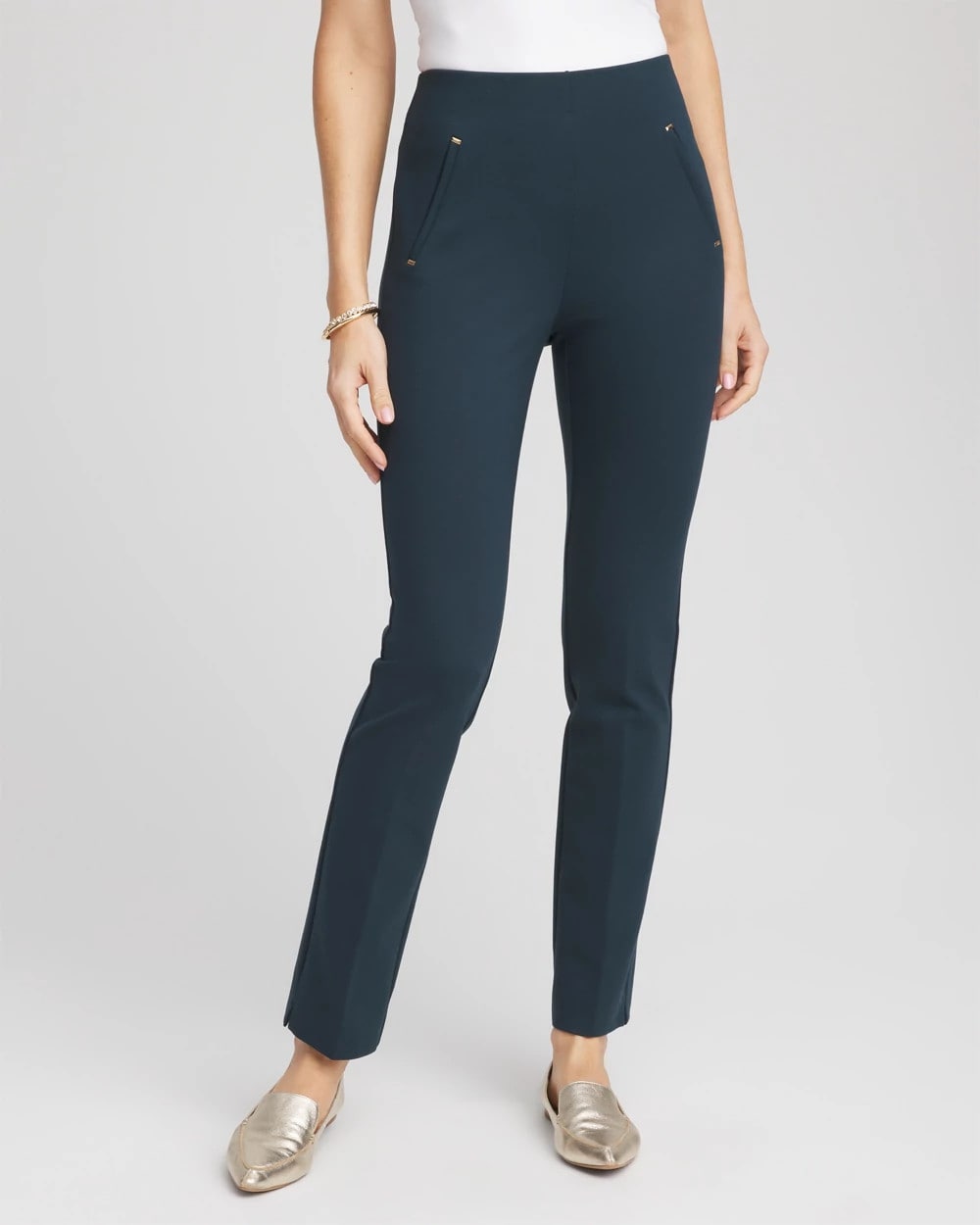 Chico's Collections Juliet Slim Trim Detail Ankle Pants