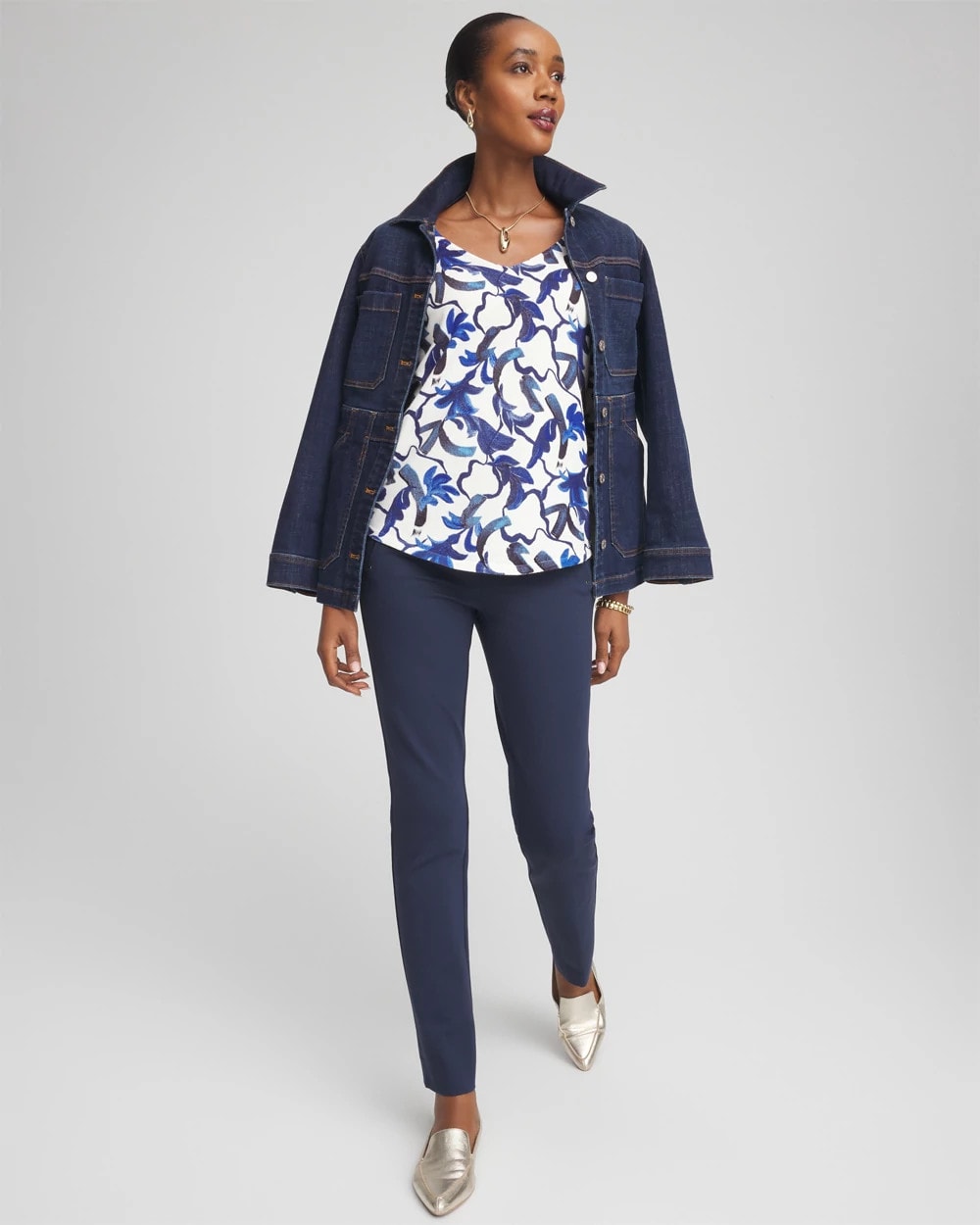 Chico's Collections Juliet Slim Trim Detail Ankle Pants