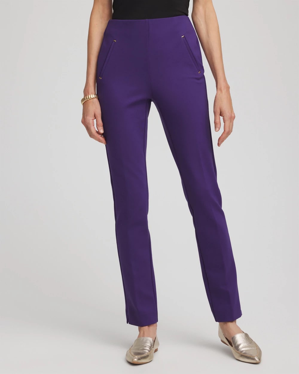 Chico's Collections Juliet Slim Trim Detail Ankle Pants