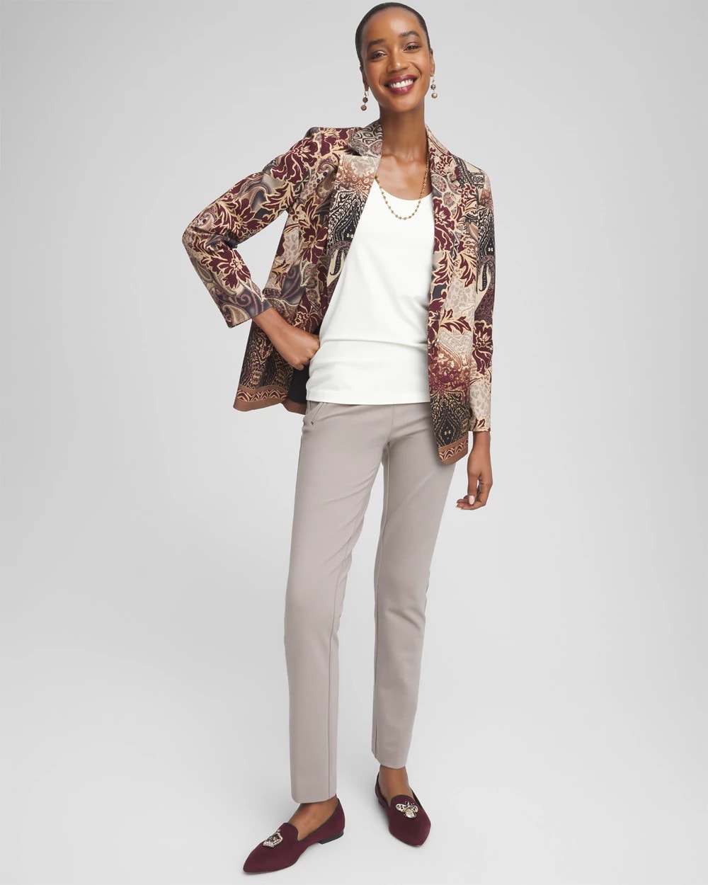 Chico's Collections Juliet Slim Trim Detail Ankle Pants
