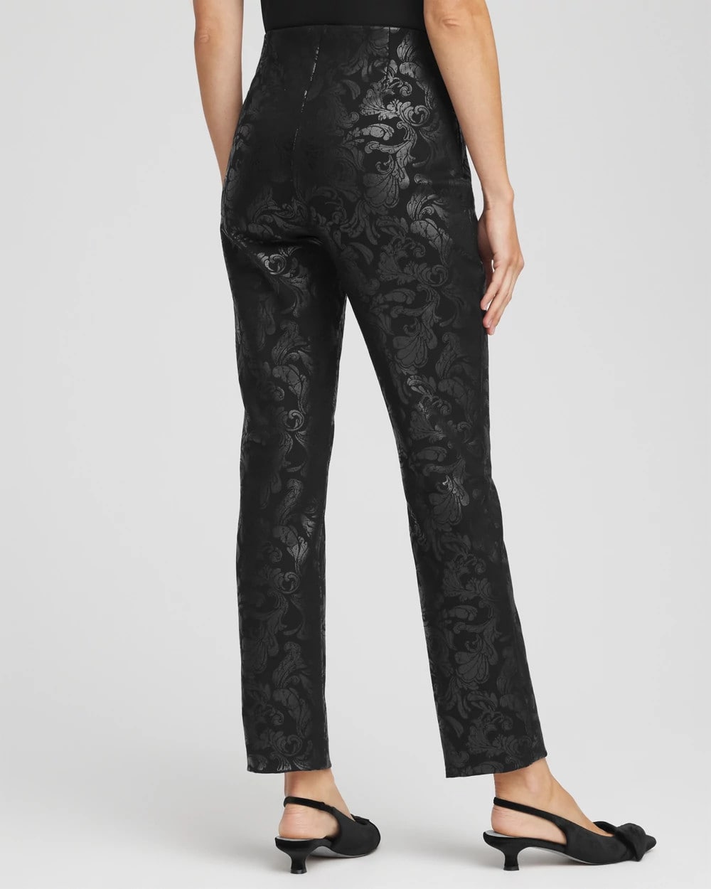 Chico's Collections Juliet Black Foiled  Slim Ankle Pants