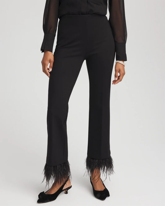 Chico's Collections Juliet Feathered Flared Cropped Pants