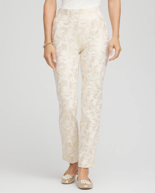 Chico's Collections Juliet Golden Foiled Slim Ankle Pants