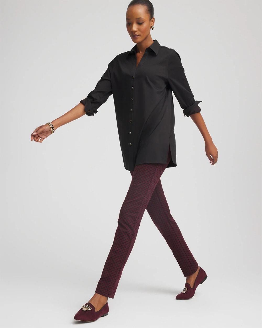 Chico's Collections Circle Jacquard Juliet Slim Ankle Pants