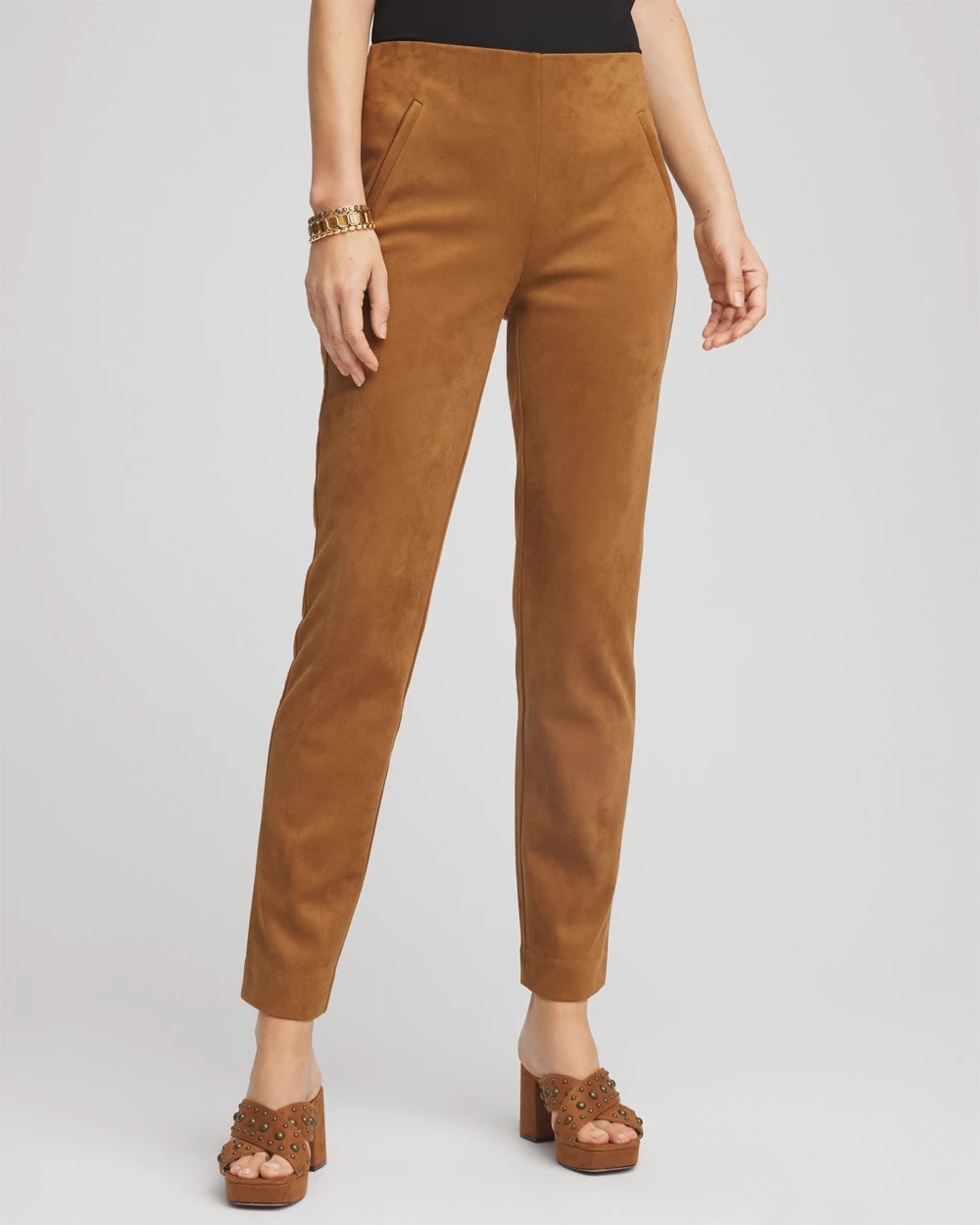 Chico's Collections Faux Suede Juliet Slim Ankle Pants