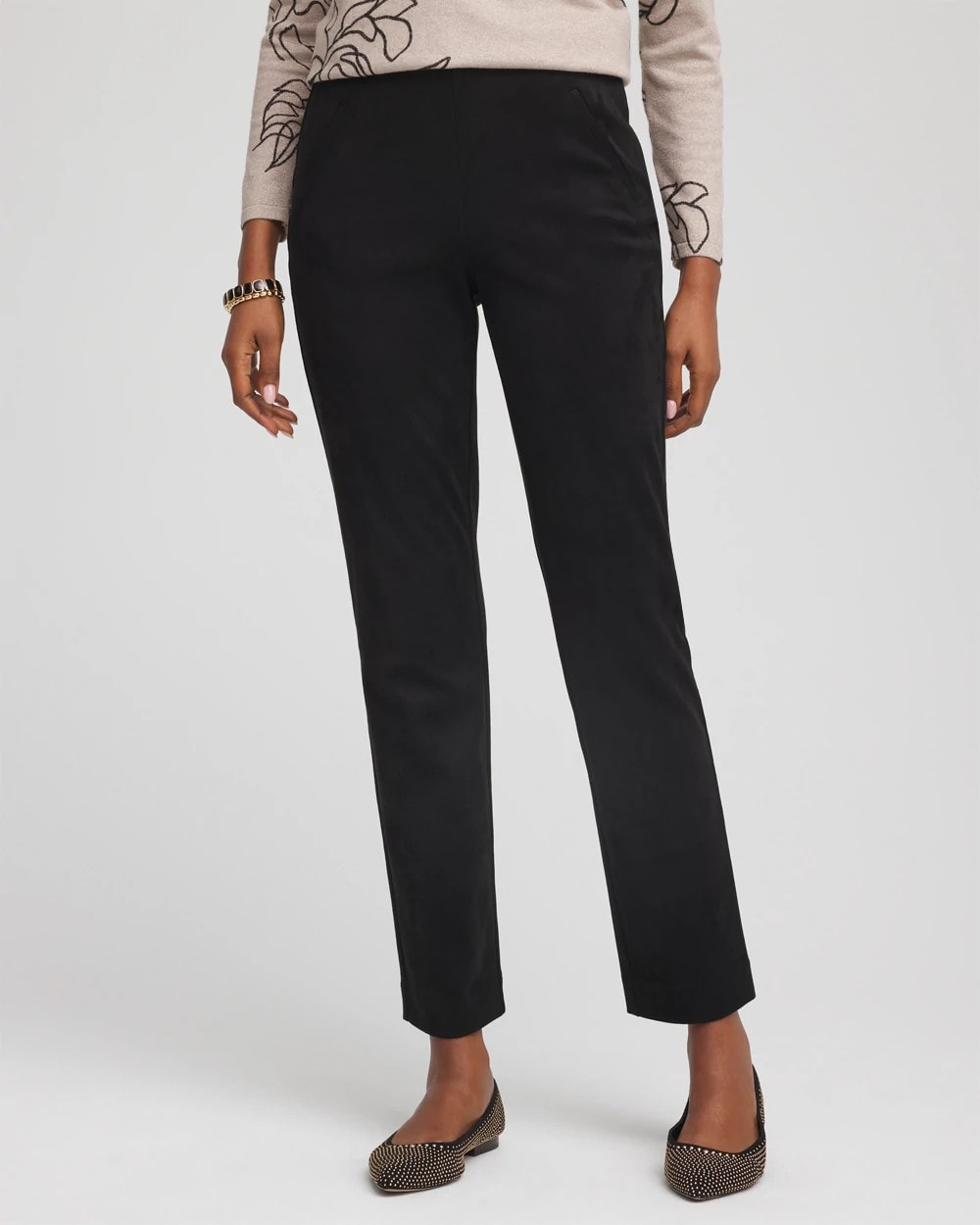 Chico's Collections Faux Suede Juliet Slim Ankle Pants