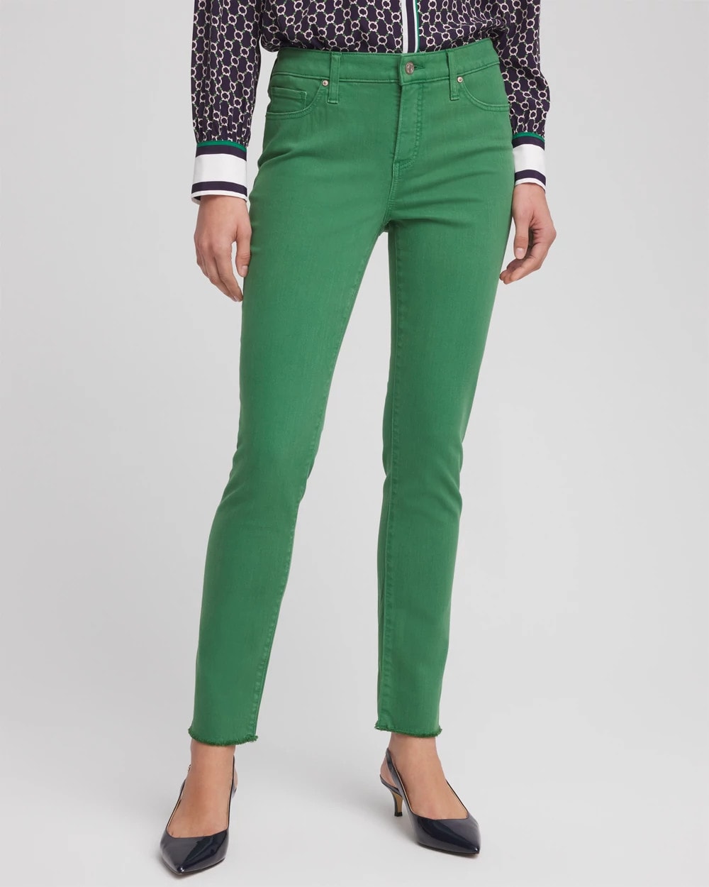 Chico's Collections Girlfriend Fray Hem Ankle Jeans
