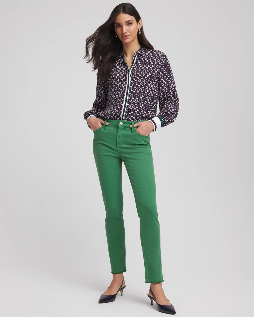 Chico's Collections Girlfriend Fray Hem Ankle Jeans