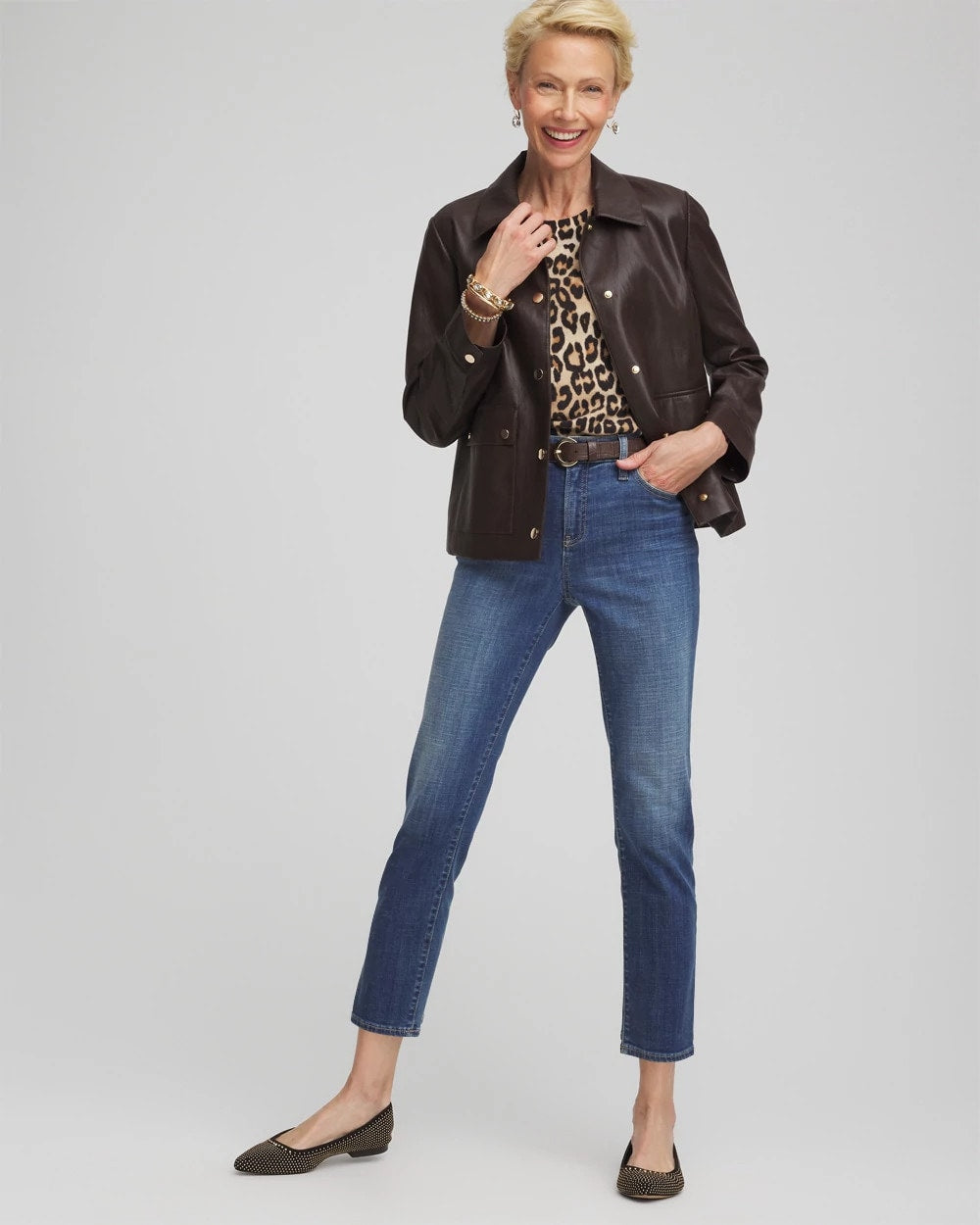 Chico's Collections Girlfriend Slim Cropped Jeans