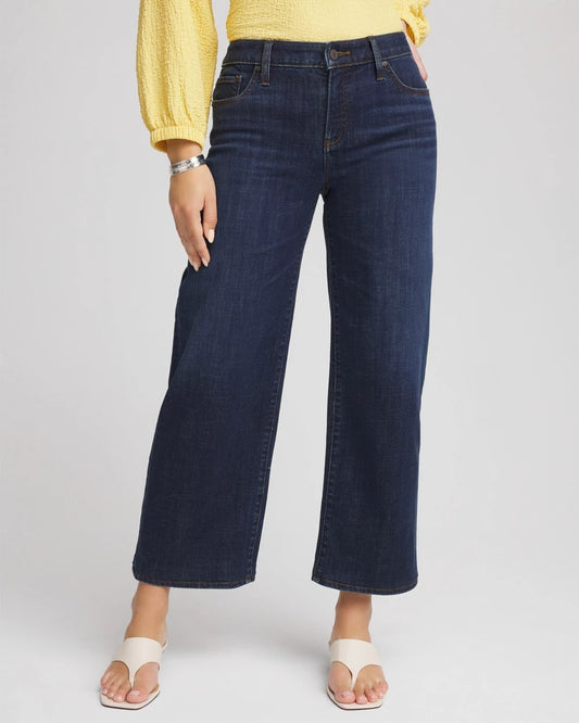 Chico's Collections Girlfriend Cropped Wide-Leg Jean