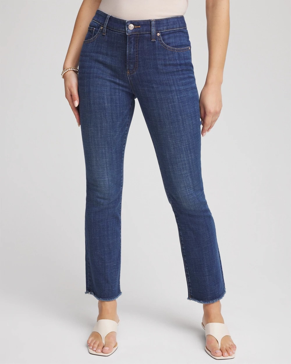 Chico's Collections Girlfriend Fray Hem Kick Flare Jeans