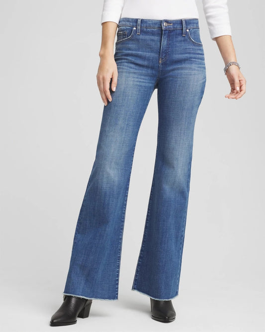 Chico's Collections Girlfriend Frayed Flared Jeans