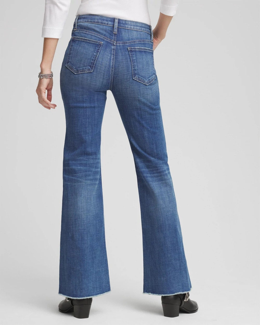 Chico's Collections Girlfriend Frayed Flared Jeans