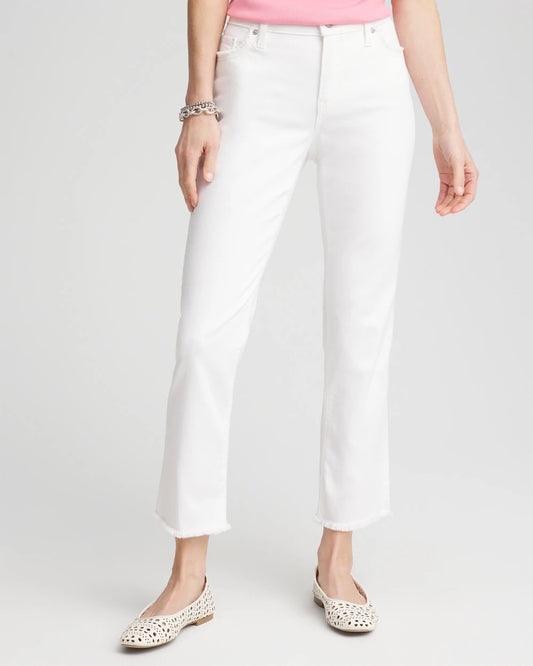 Chico's Collections Girlfriend Frayed Cropped No Stain Jeans