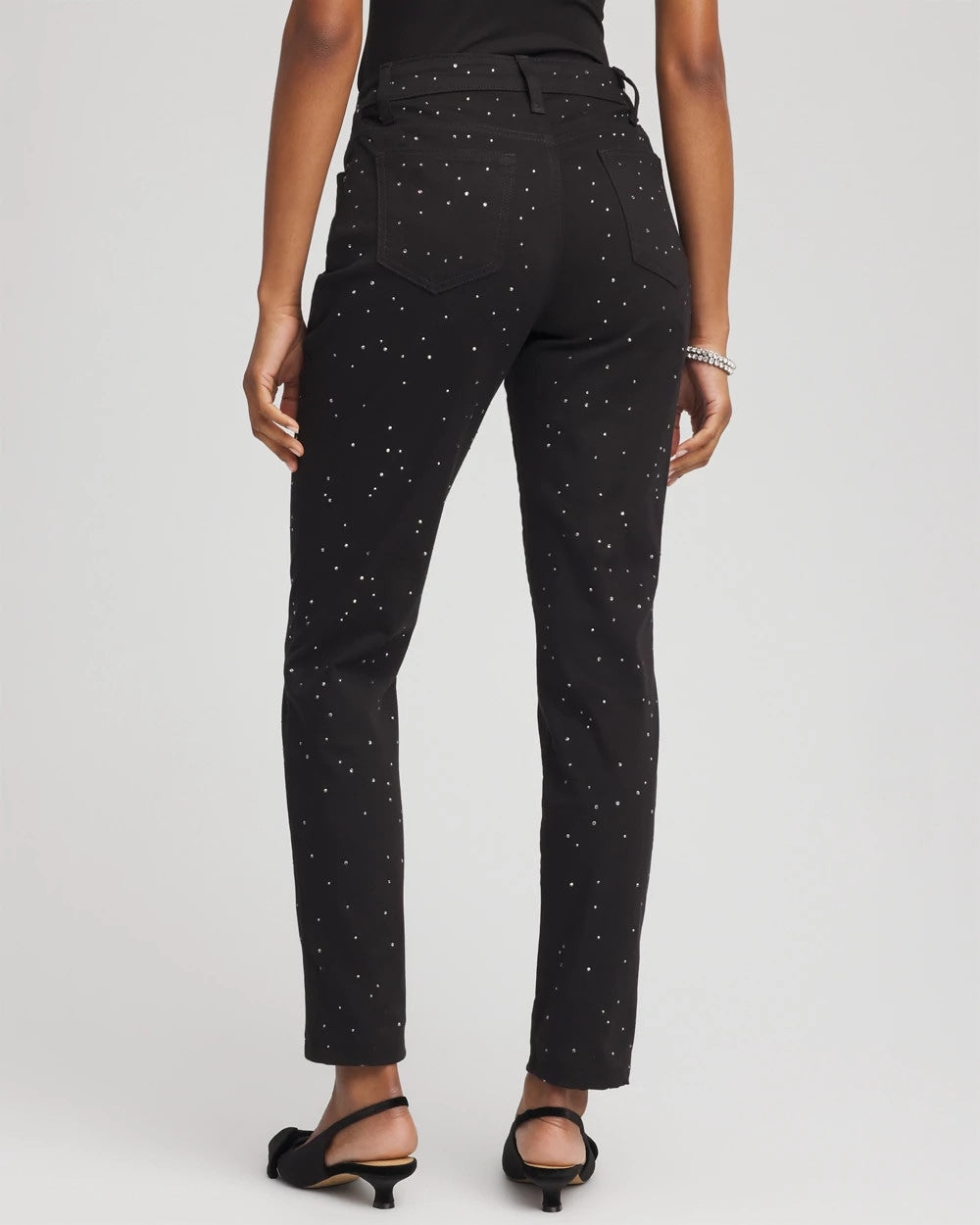 Chico's Collections Stone Embellished Girlfriend Slim Ankle Jeans