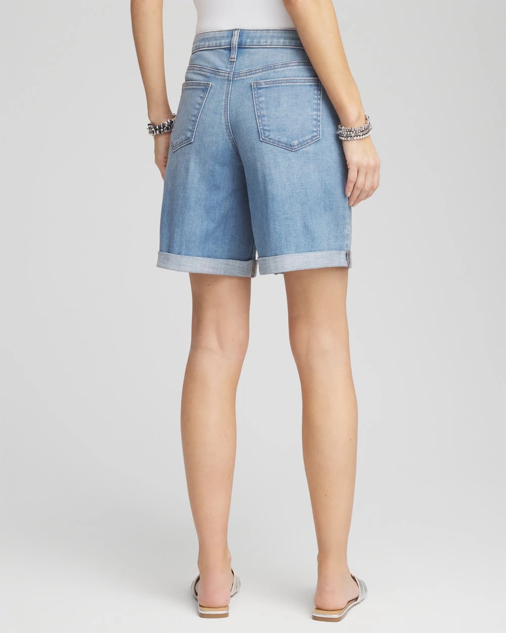 Chico's Collections Girlfriend Cuffed Swing Denim Shorts